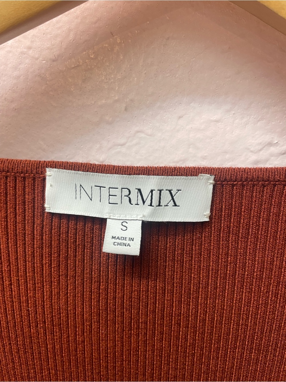 INTERMIX Rust Square-Neck Ribbed Long-Sleeve Top - Picture 5 of 10
